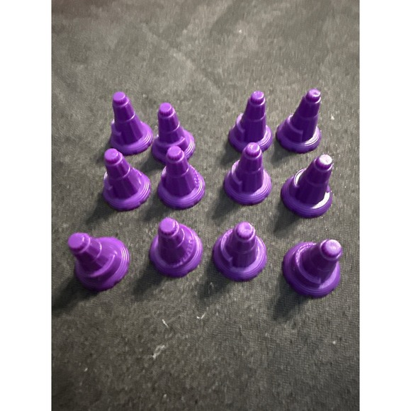 Other - 12 Purple Plastic‎ Board Game Tokens Replacement Pieces Conical Game Markers